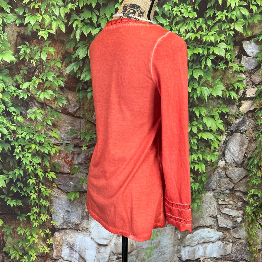 SOFT SURROUNDINGS Bohemian Festival Pumpkin Embellished Long Sleeve Tee, XS - Picture 9 of 12